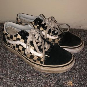Vans Checkerboard Old Skool Shoes - Black & White